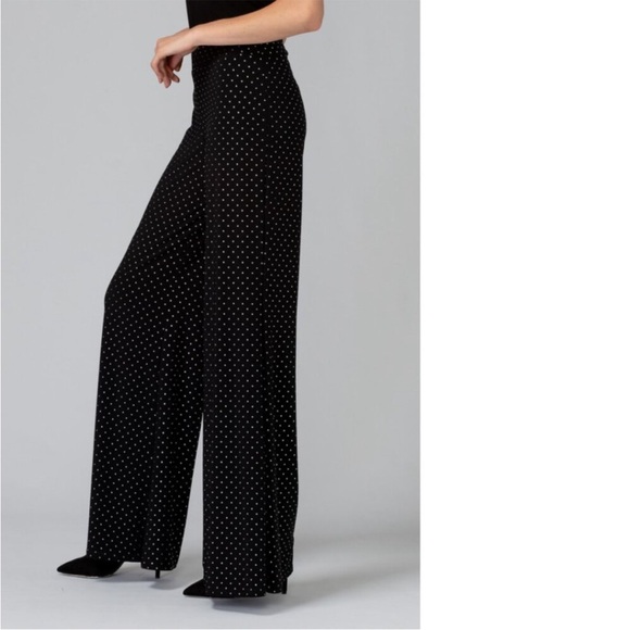 Nine West black gold studded wide leg flowy palazzo pull on pants NWT medium - Picture 3 of 15